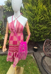 Image 1 of Havana Halter Dress- classic statement holiday piece- one size - PINK