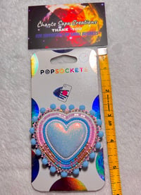 Image 5 of Hand Polished Light Blue Heart Beaded Popsocket 