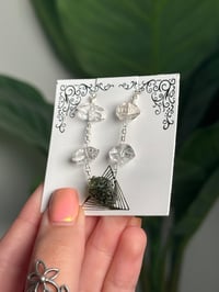 Image 2 of MOLDAVITE X HERKIMER DIAMOND NECKLACE .925 STERLING SILVER C
