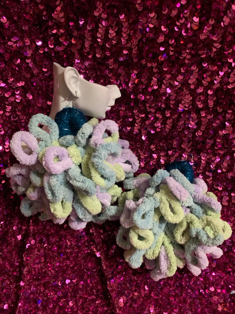 Image of Teal Pie Earrings 