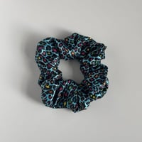 Rainbow Leopard Satin handmade scrunchie 