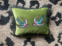 Image 8 of Green velvet swallow cushion