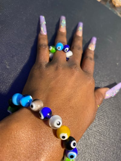 Image of Evil Eye Bracelet & Ring Beaded Set
