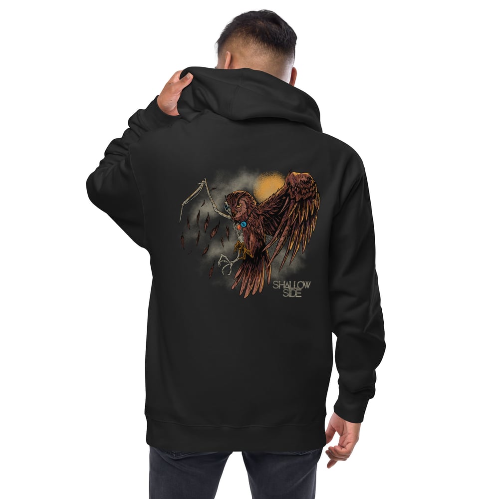 Unisex fleece zip up hoodie Owl On The Back