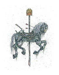 Image 2 of Set 2 - Carousel of Nightmares - Jason / Freddy / Leatherface Horse 9x7 Signed Art Prints