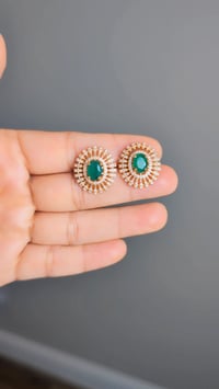Image 2 of ADS2031-American Diamond Emerald Studs