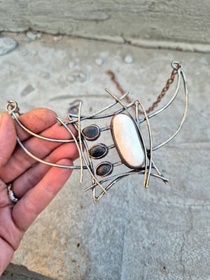 Black and white geometric necklace 