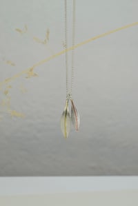 Image 3 of Recycled Silver Olive Leaves Necklace – Brass & Copper Veins | Olivo Collection