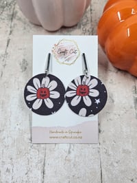 Image 1 of Pumpkin Daisy Faux Leather Earrings
