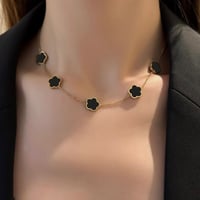 Image 2 of 3-Piece Goldplated, Synthetic  Necklace, Bracelet & Earrings Clover Set  