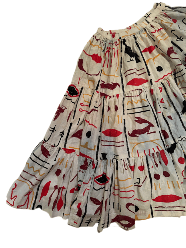1950s hieroglyphics cotton skirt