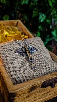 Image 3 of 👑The Armored Kingdom Blade of the Dragonlord Necklace 316L Stainless Steel High-Polish Silver