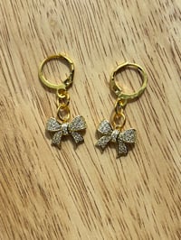 Gold Rhinestone Bow Earrings 