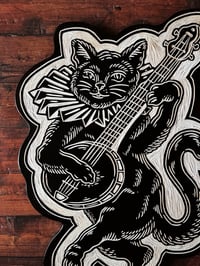 Image 2 of Banjo Cat Woodcut