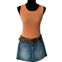 Image 1 of Lucky Brand Blue Denim Blossom Mini Skirt Distressed Size 8/29 Y2K