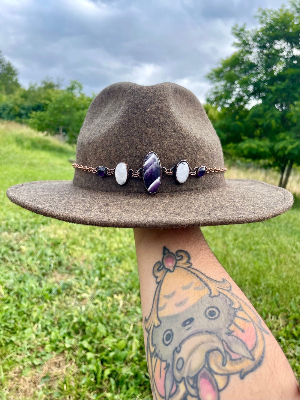 Amethyst and Moonstone Hat Band