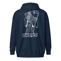 Image 4 of La Muerte by Jacobo Amador Unisex heavy blend zip hoodie (Black, Navy)