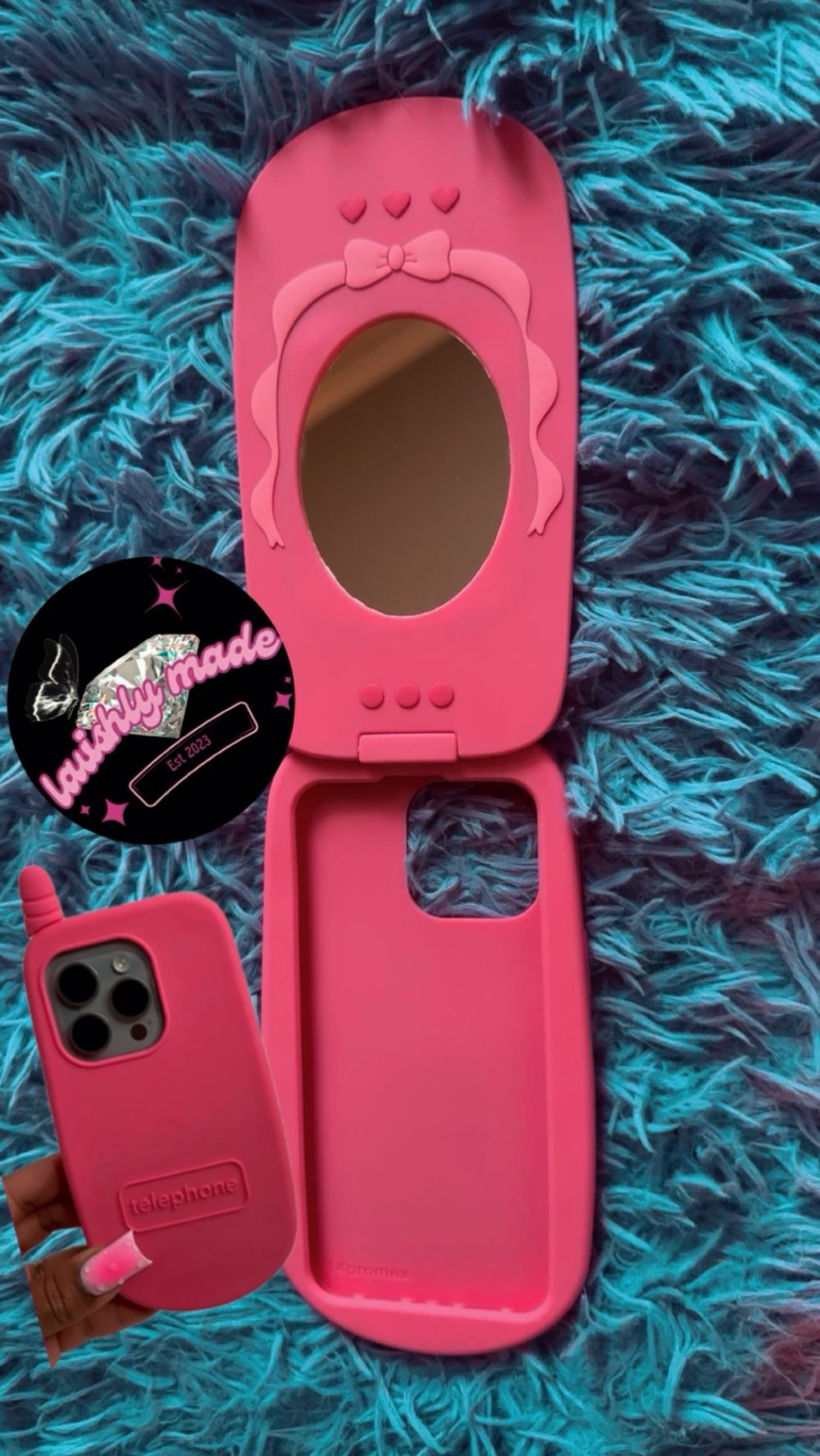 Image of Pink Flip phone case🩷