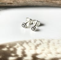 Image 1 of Handmade Tiny Rustic Silver Star Stud Earrings 925