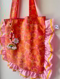 Image 2 of Ruffle Tote Charm Bag Retro Orange