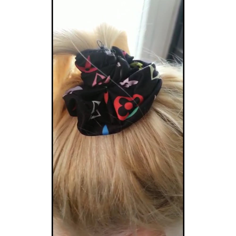 Image of Black LV inspired scrunchie 