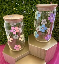 Image 2 of 12oz Rainbow Flower Glass Tumbler