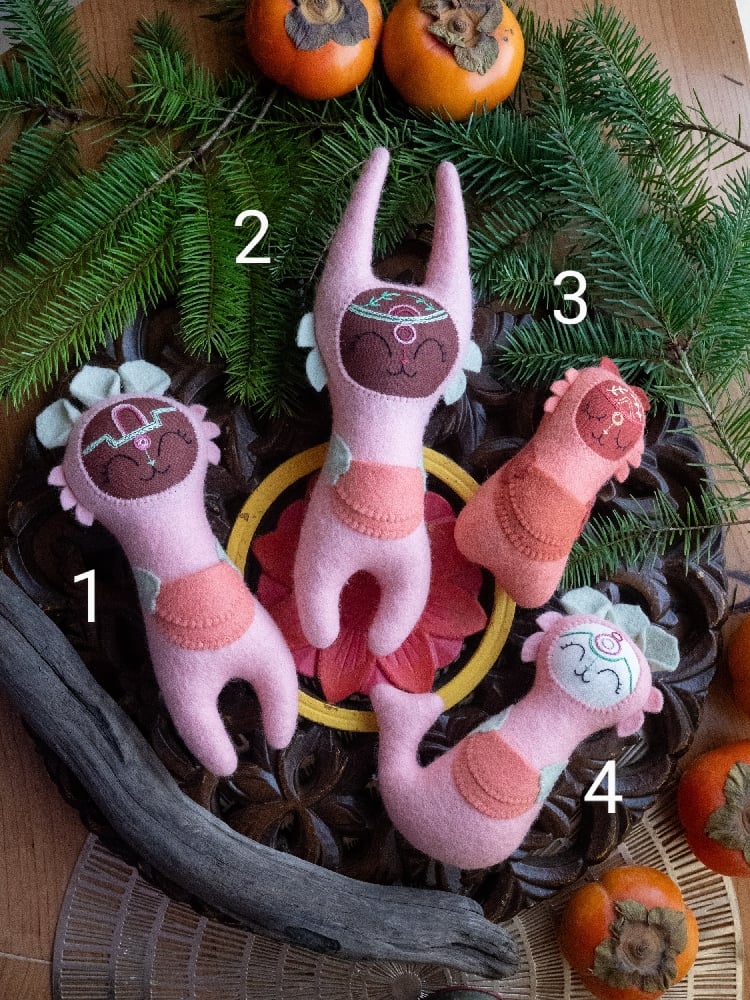 Image of Pink and Salmon Wool Felt Space Friends