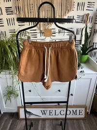 Image 1 of brown short sweat shorts 