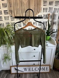 Image 1 of green sheer crop cover up