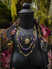 Image 2 of Amethyst Sun Charm 4 teir necklace 