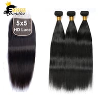 Image 1 of 3 bundles with 5x5 HD closure - straight