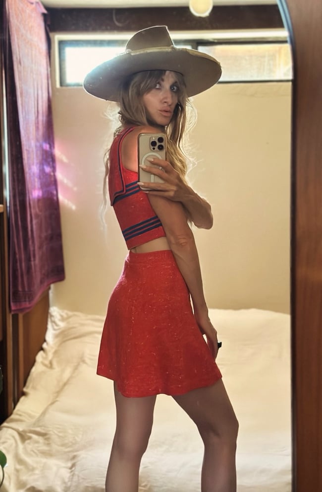 late 60s Italian knit sailor anchor 2 piece skirt set Neiman Marcus