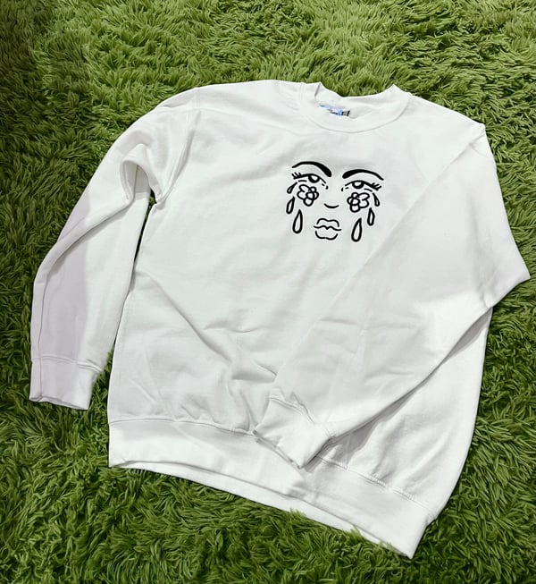 Image of Watering Flowers Embroidered Crew Neck Sweatshirt 