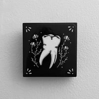 Image 1 of Tooth Four Linocur Print On Wooden Panel