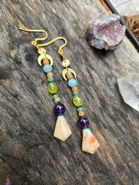 Image 1 of Knotted gemstone and brass earrings 05