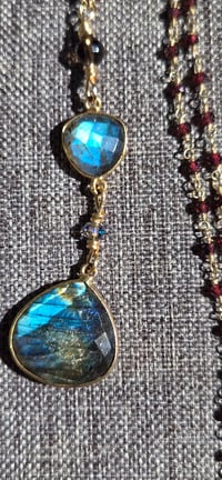 Image 4 of The Elise Labradorite, Smoky Quartz and Garnet Necklace 
