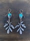 Image of Extra Large Rue Leaf Blue Opalized Wood Statement Dangle Earrings