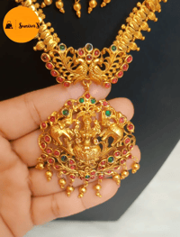 Image 2 of Arohi-Combo Temple Jewelry Necklace Set Featuring Goddess Laxmi