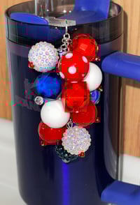 Image 2 of Fourth of July Memorial Day Patrotic Red White and Blue Tumbler Straw Bauble