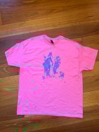 Image 2 of Pink T shirt with purple pussy print (XL)