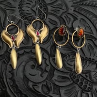 Image 2 of Amber and Brass Earrings