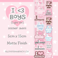 Image 1 of I <3 Boys Sticker Sheet (Light Ver.)