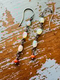 Image 8 of ethiopian opal and antique coral earrings