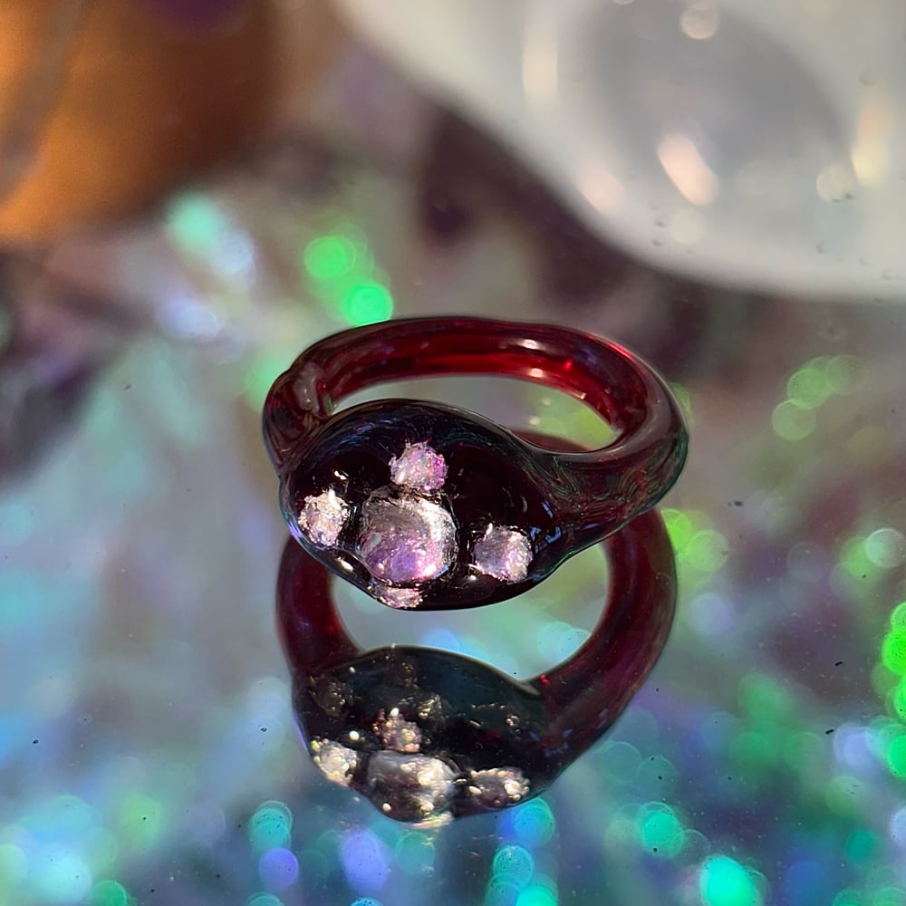 Image of deep red baroque ring