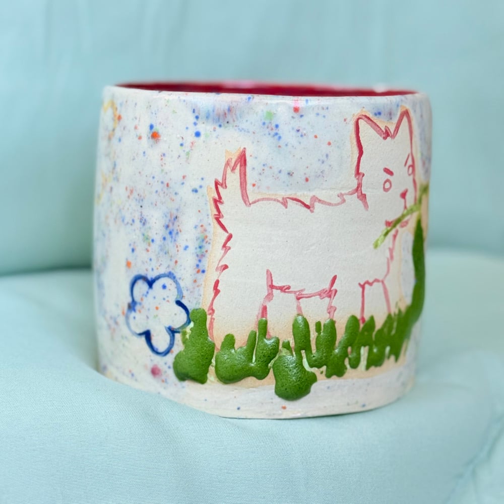 image of angry dog planter 