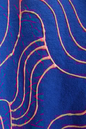 Clark Derbes / Sweatshirt, Pink on Blue, Medium