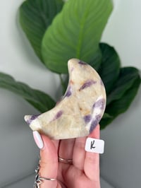 Image 10 of FLUORITE X CALCITE SELF STANDING MOONS