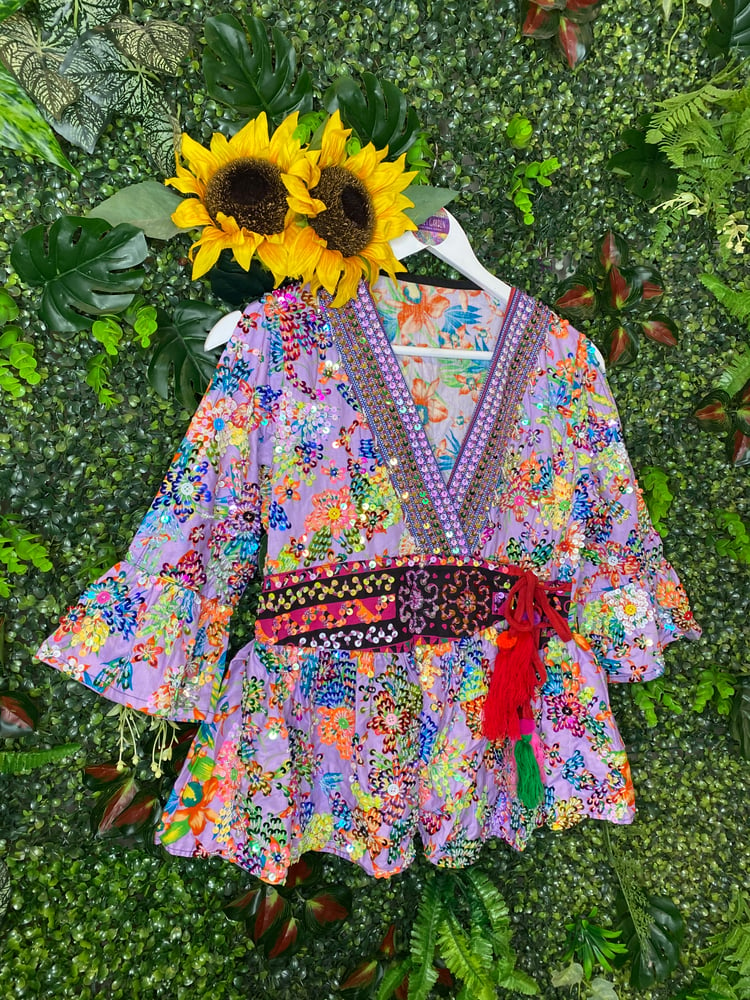 Image of Gypsy Soul Flower Kimono Wrap Top - Miami