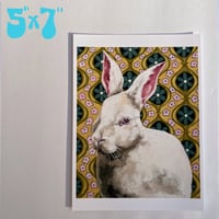 Image 3 of White rabbit print