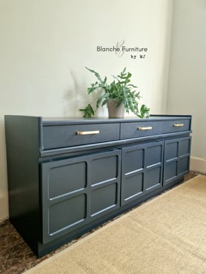 Image of Large Dark Grey Nathan Sideboard with Brushed Brass Handles